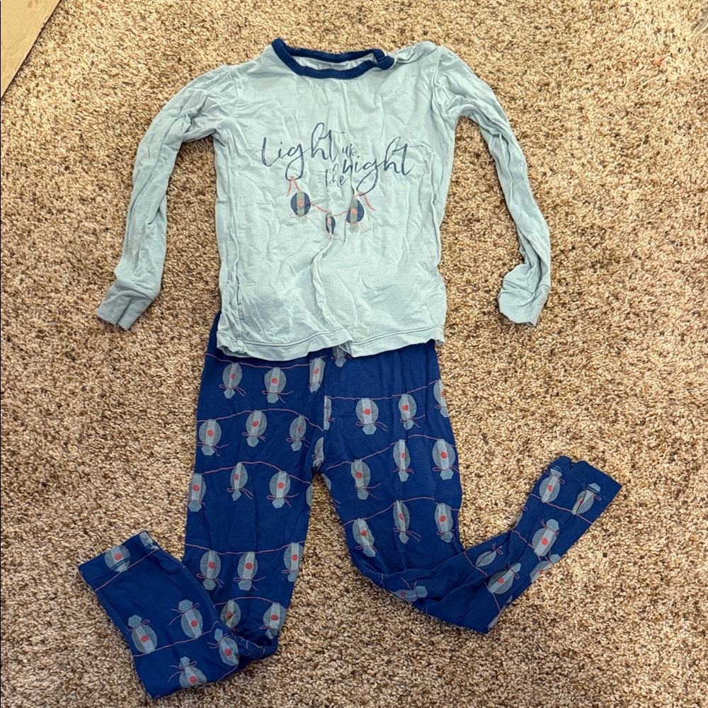 Kickee Pants Light Blue and Navy Kids Pajama Set